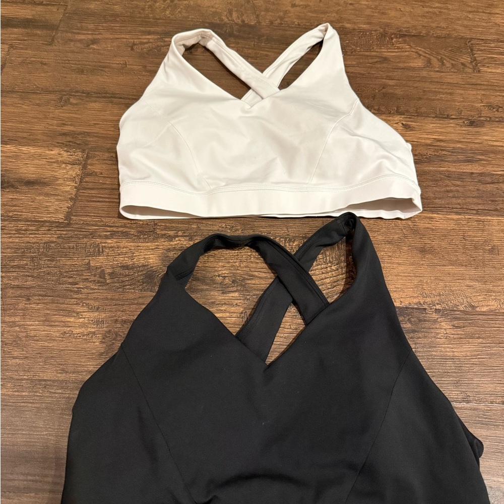 Lululemon Athletica White and Black Cross-Back Bras